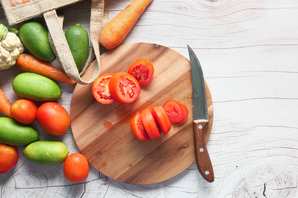 Healthy Food Selection with Vegetables on Chopping Board